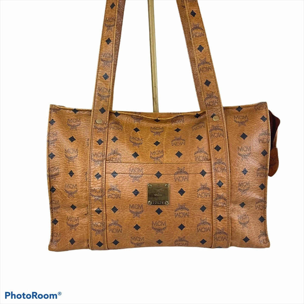 MCM Cognac Vintage Shopper Tote Bag